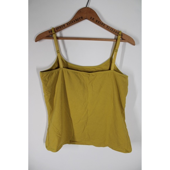 J Jill L Mustard Yellow Spaghetti Strap Shelf Bra Cami Cotton Stretch Tank Top - Picture 2 of 7